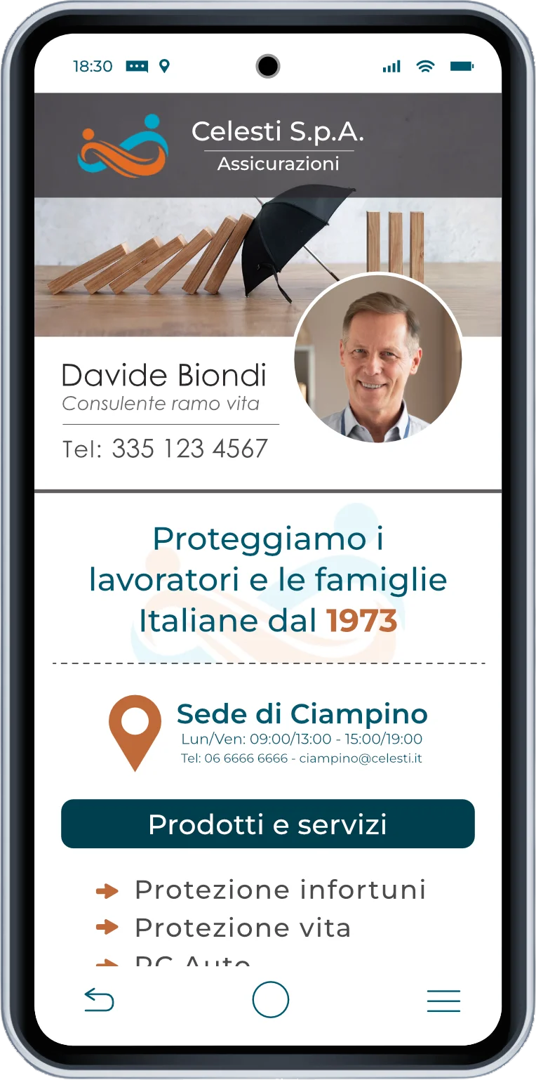 Esempio biglietto da visita digitale assicurazioni