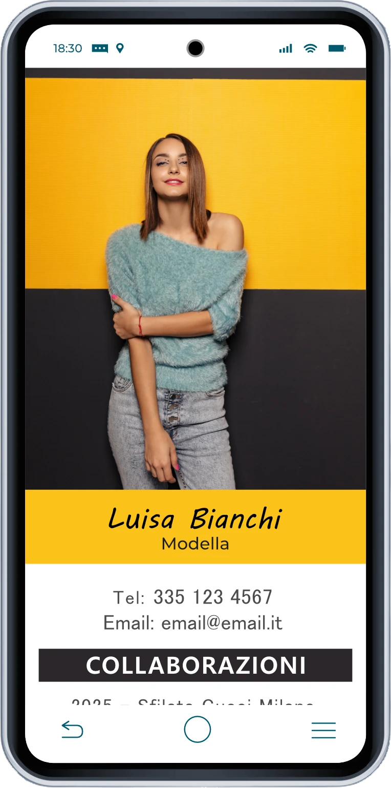 Esempio biglietto da visita digitale modella