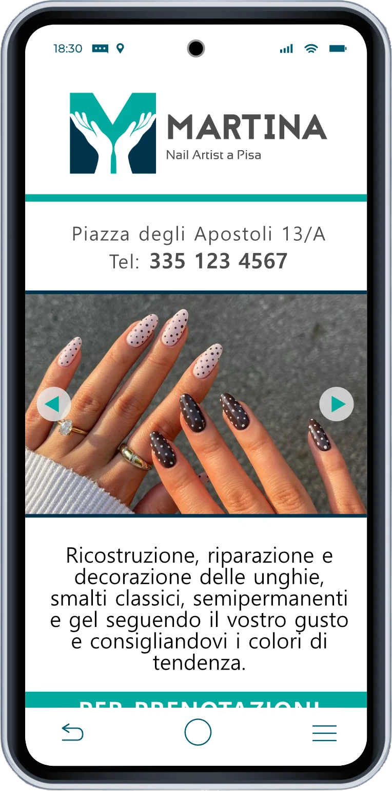 Esempio biglietto da visita digitale nail artist