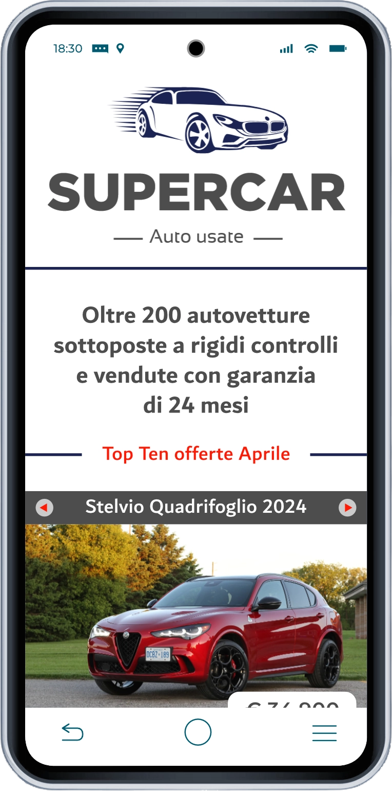 Esempio biglietto da visita digitale rivenditore auto usate