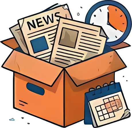 Immagine di una vecchia scatola contenente vecchi giornali che vuole rappresentare un sito con contenuti non aggiornati