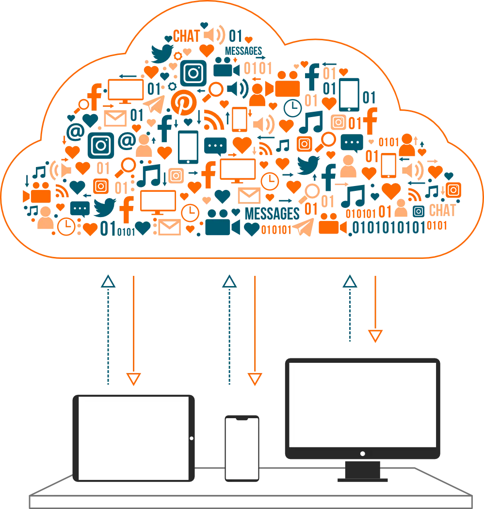 Illustrazione connessione portale con cloud
