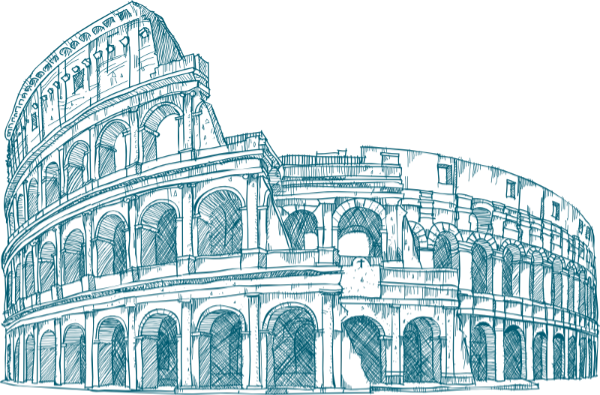 Immagine stilizzata del colosseo inserita nella home per sottolineare il fatto che la web agency sia operativa a Roma